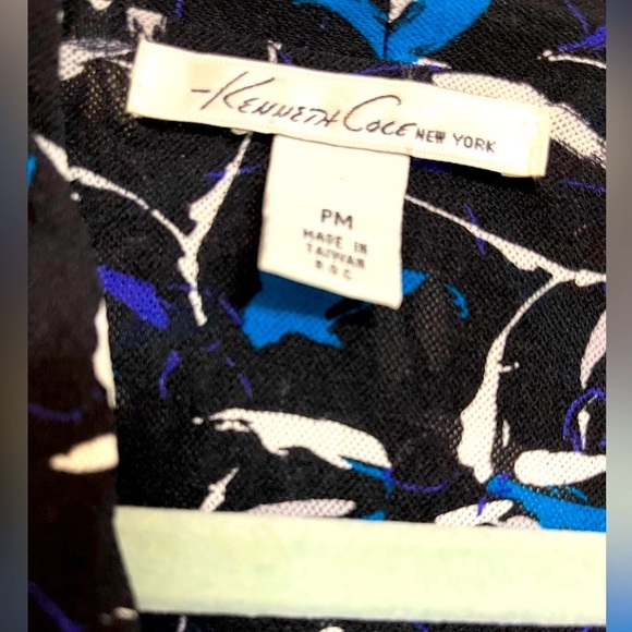 Kenneth Cole New York Top Size PM Cap Sleeve Ruched Mesh Black Multi Color - Picture 4 of 4